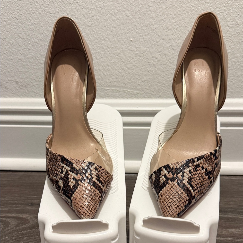 Mix No. 6 Tan and Black Snakeskin Heels